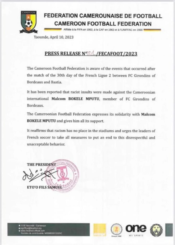 FECAFOOT Throws Weight Behind Abused Cameroon Defender